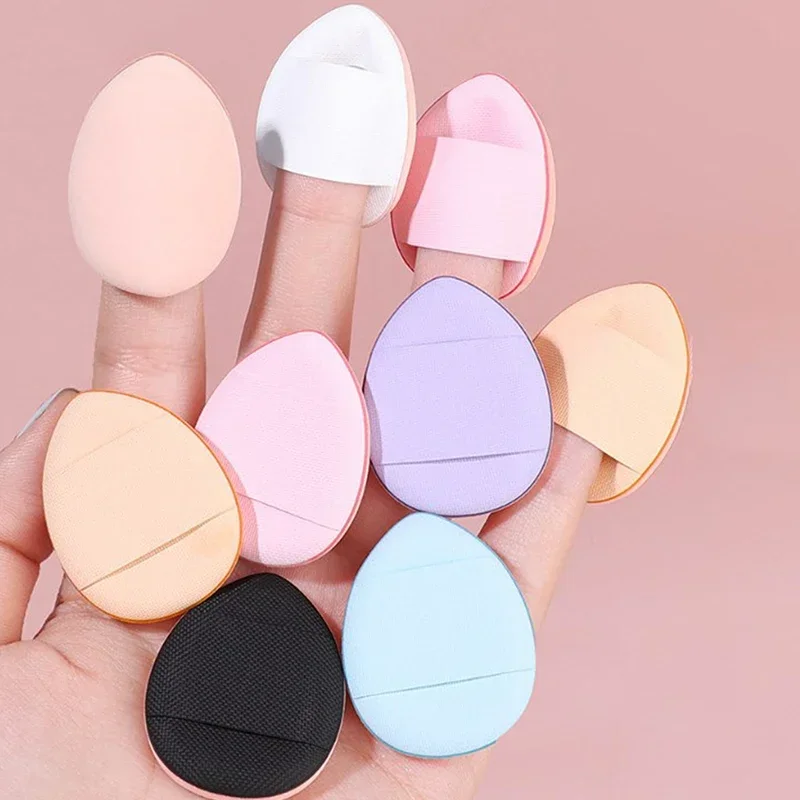 Fundação com armazenamento rosto corretivo bb 6 pçs mini dedo puff caixa creme aplicador cosmético maquiagem almofada de ar pó esponja