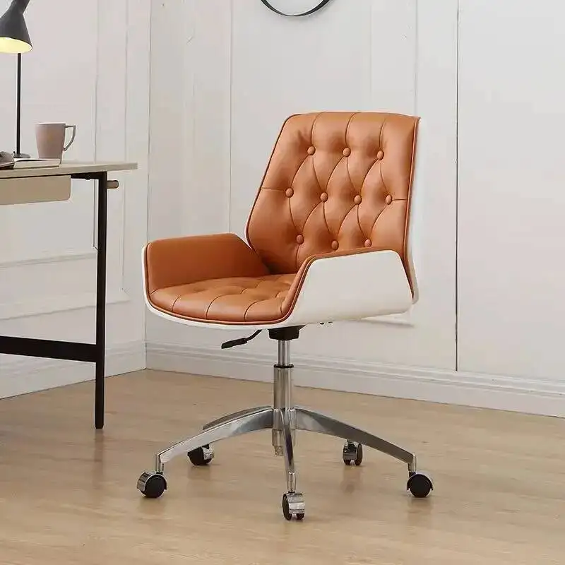 Nordic Leather Office Chair Study Computer Chair Home Conference Chair Swivel Chairs Liftable Rotating Work Chairs