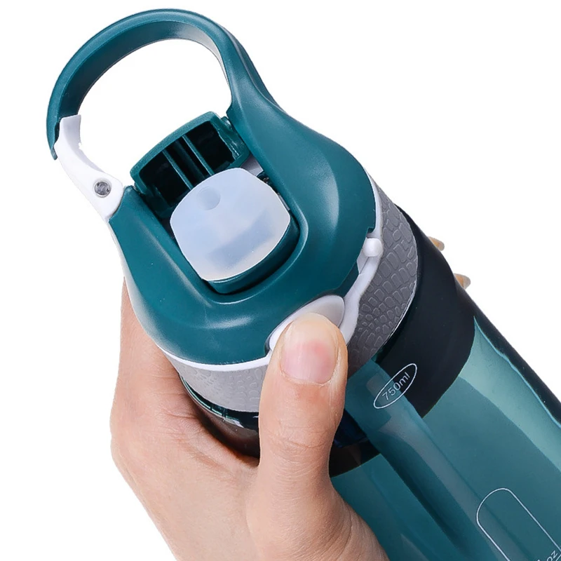 750ml tragbare Sport wasser flasche mit Strohhalm für Camping Wandern Outdoor Kunststoff transparente bpa kostenlose Flasche für Männer Trink geschirr – Detail 7