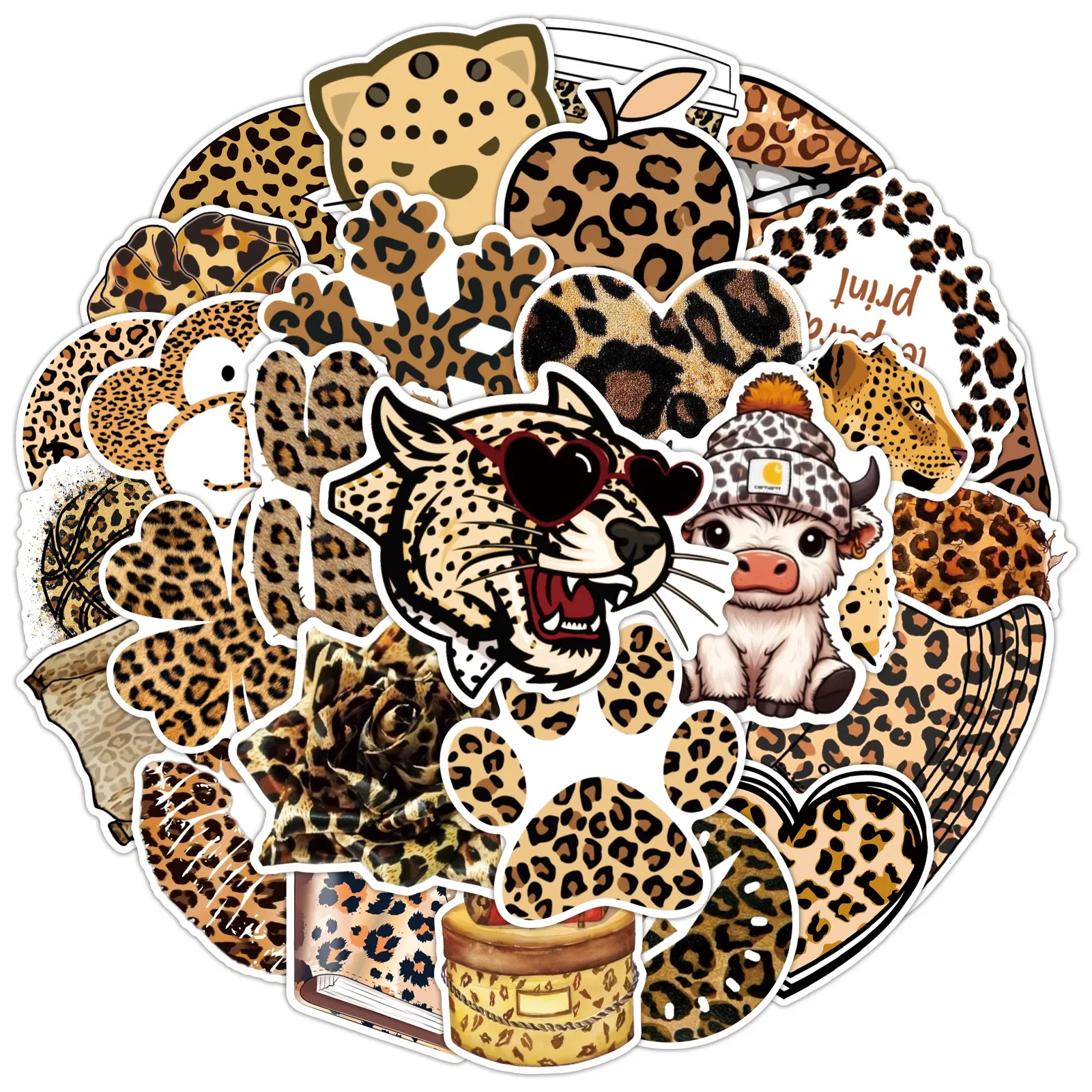 10/50 個ヒョウ柄美的素材動物アイテムテキスト落書きクリエイティブ装飾防水ステッカー子供のおもちゃ