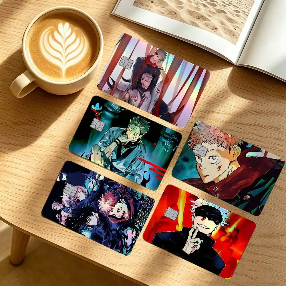 J-Jujutsu Kaisen Satoru Gojo 4Pcs/Set Holographic Laser Credit Card Stickers Iridescent Waterproo Fits All Standard Bank Cards
