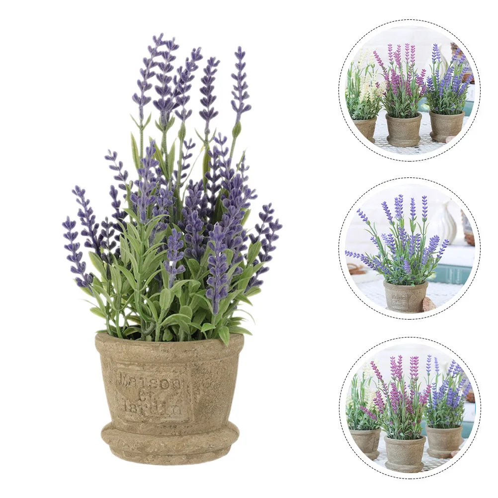

Artificial Lavender Bonsai Decorative Potted Plant for Home Office Gift No Daily Care Needed Easy to Clean Artificial Lavender
