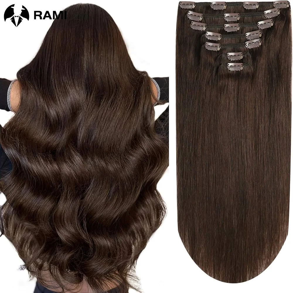 

Clips In Human Hair Extensions Women Remy Hair Wefts 100% Human Hair Extensions For Lady 7Pcs Natural Clips In Hairpieces