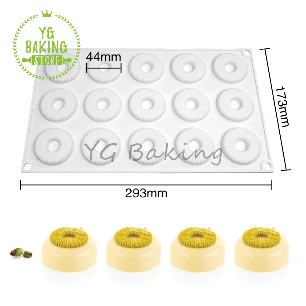 Dorica 15 Cavity Coil Round Donut Design Silicone Mousse Mould DIY Pastry Dessert Chocolate Mold Cake Decorating Tools Bakeware