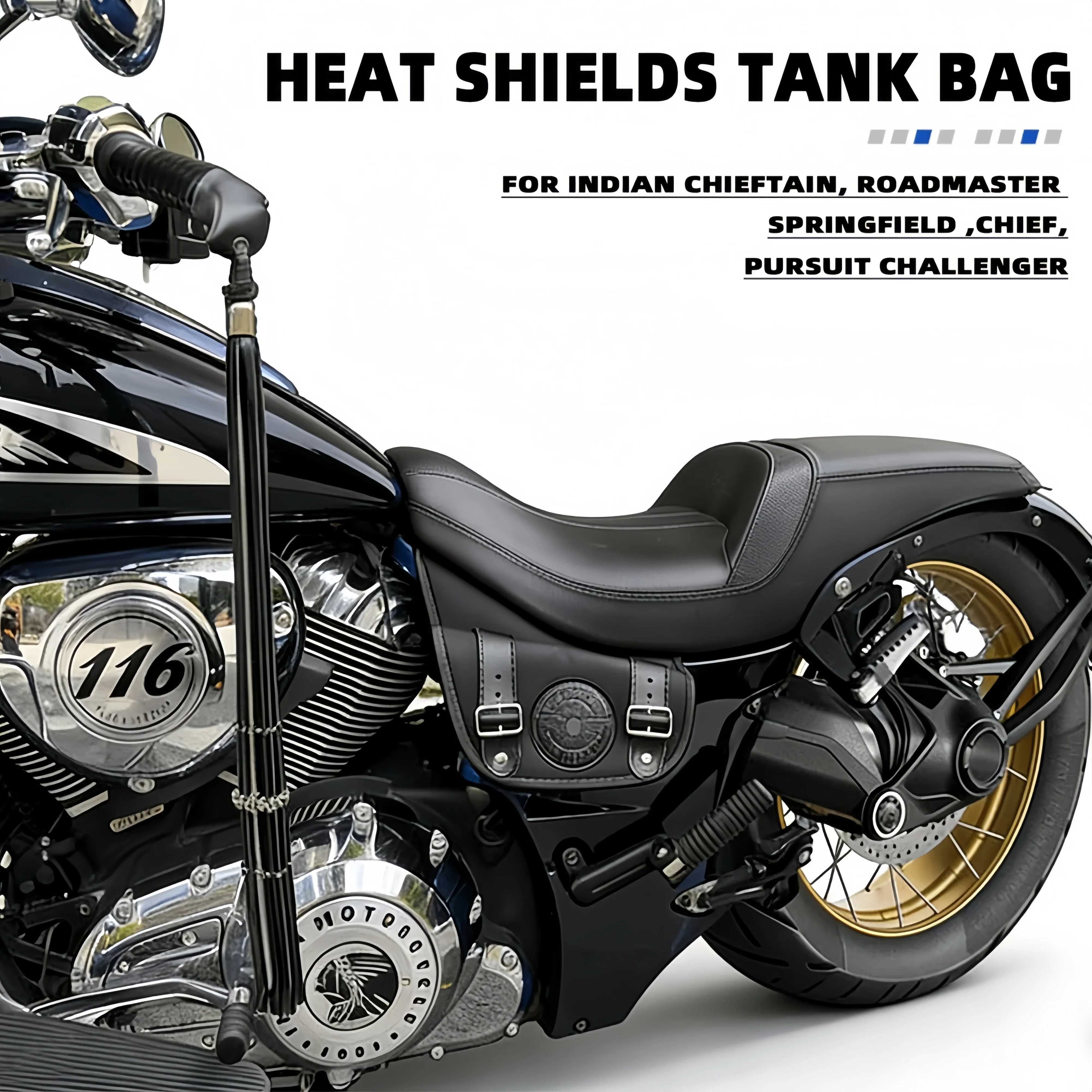 For Indian Challenger Pursuit Chieftain,Roadmaster Motorcycle Heat Shield Side Tank Waterproof Storage Bag Engine Cowl Bag 20-26