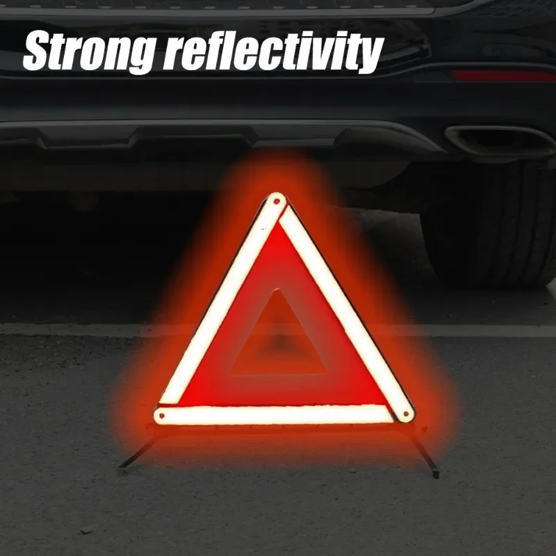 Car Red Triangle Warning Panel Road Safety Fault Sign Emergency Breakdown Signs Car Tripod Portable Foldable Stop Sign Reflector