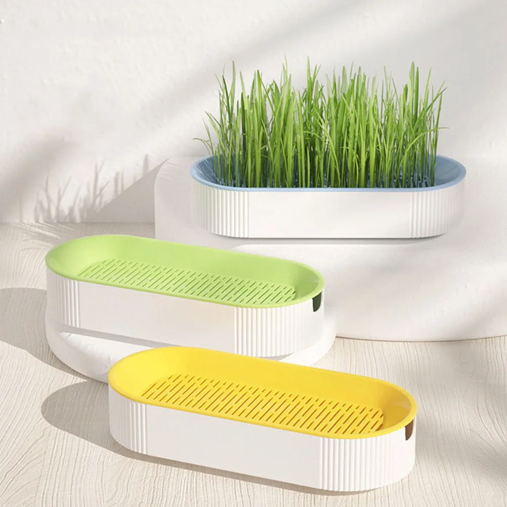 

3Pcs Cat Grass Planter Hydroponic Planting Box Creative Nursery Soilless Planter for Pets Household Planting Box