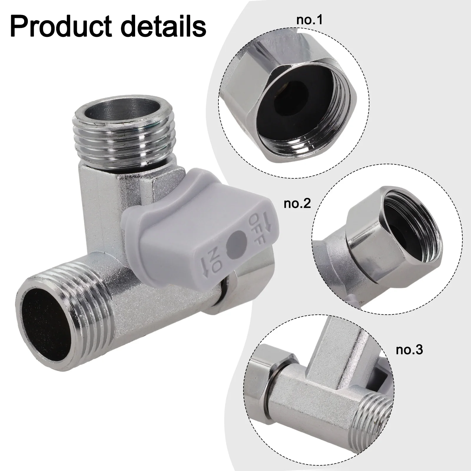 Zinc Alloy Tee Stop Valve Angle T Adapter For Bidet Handheld Sprayer Toilet Tank Dual Outlet Water Distribution