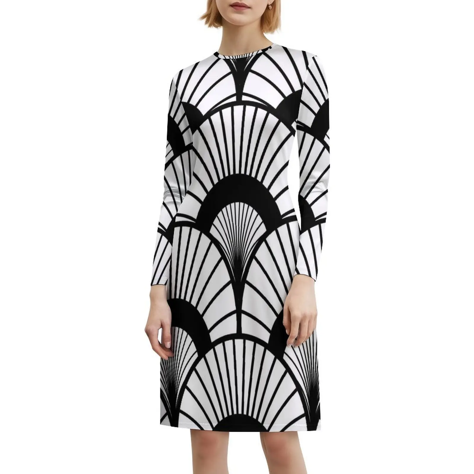 أبيض وأسود آرت ديكو نمط المرأة الهيب هوب الشارع الشهير اللباس الرسم طباعة حزب نادي ارتداء الأشكال الفنية نمط أسود أبيض #6