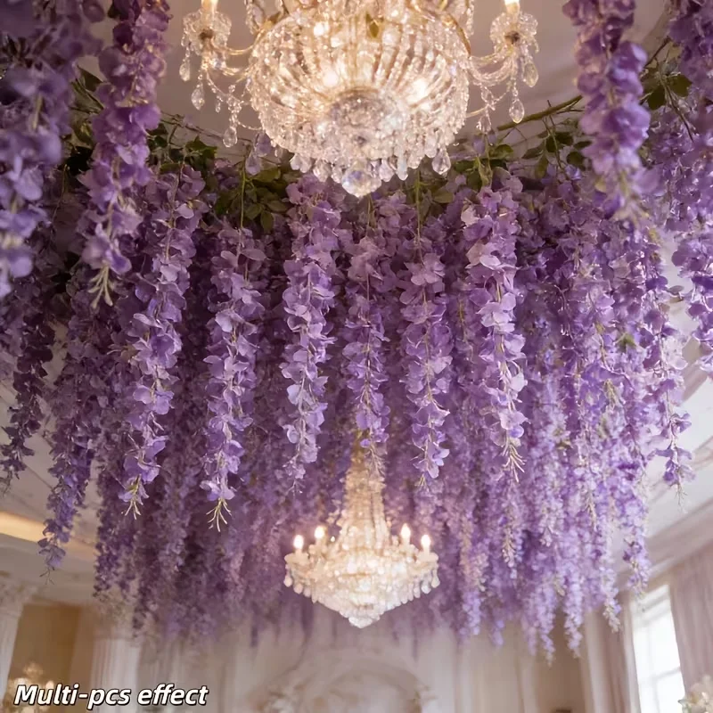 30 Piezas de Guirnaldas de Glicinia Artificiales Elegantes, Flores Colgantes de Color Morado para Bodas, Arcos, Techos, Mesas y Paredes
