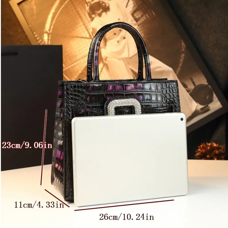 2026 Neue Bunte Krokodilmuster-Lederhandtasche Damen Business Casual Umhängetasche Shopper für Frauen – Detail 3