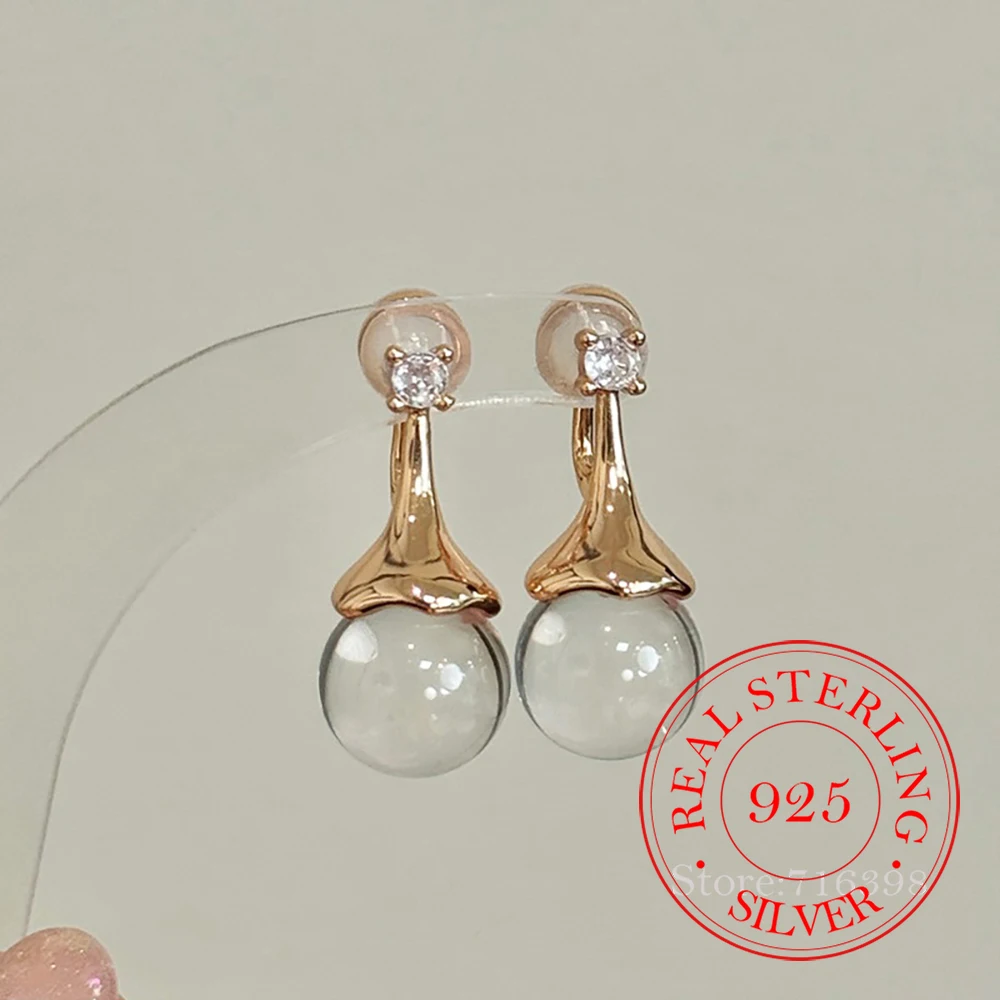 925 Sterling Silver Jewelry Luxury Magic Hat Ball Beads Tassel Stud Earrings for Women Wedding Party Jewelry Girls Friend Gift