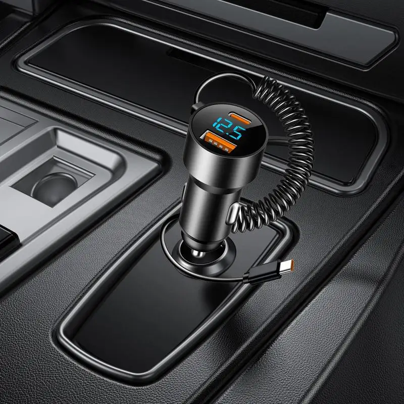 

Автомобильное зарядное устройство USB C Тип C Зарядное устройство для быстрой зарядки Автомобильное зарядное устройство PD QC 3.0 USB Многопортовое автомобильное зарядное устройство 100 Вт Выдвижной шнур для