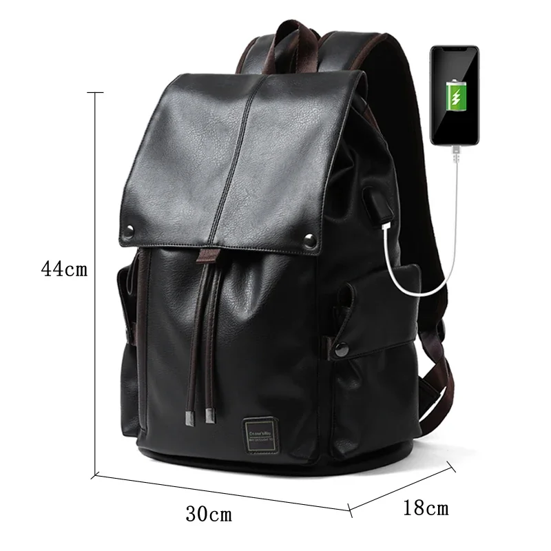 MOYYI  Famous Brand School Style Leather Backpack Bag For College Simple Design Men Waterproof  Casual Daypacks Mochila 2021