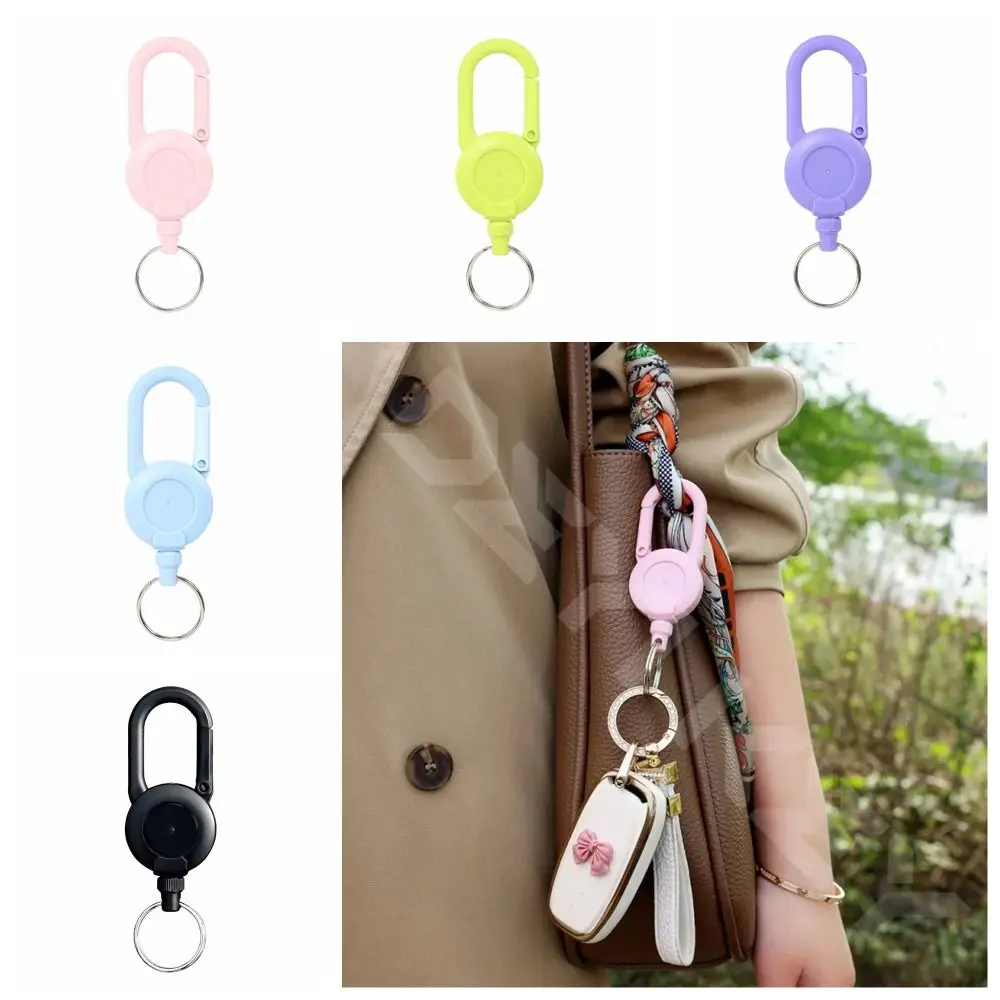 1pcs Retractable Pull Reel Carabiner Key Chains Strong Steel Wire Rope BuckleSpring Key Ring Outdoor sporty Keychain Tool Gift