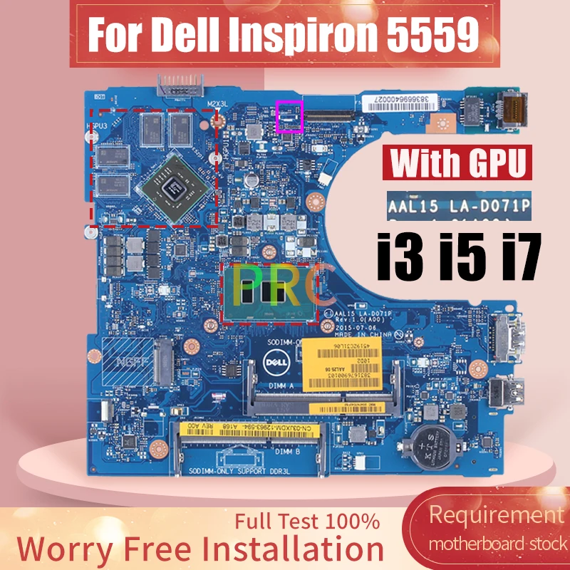 

Материнская плата для ноутбука Dell Inspiron 5759 5459 5559, LA-D071P 0YVT1C 086V8H 0PX6JH 0F1J0W 0VYVP1 I3 I5 I7 6, материнская плата для ноутбука