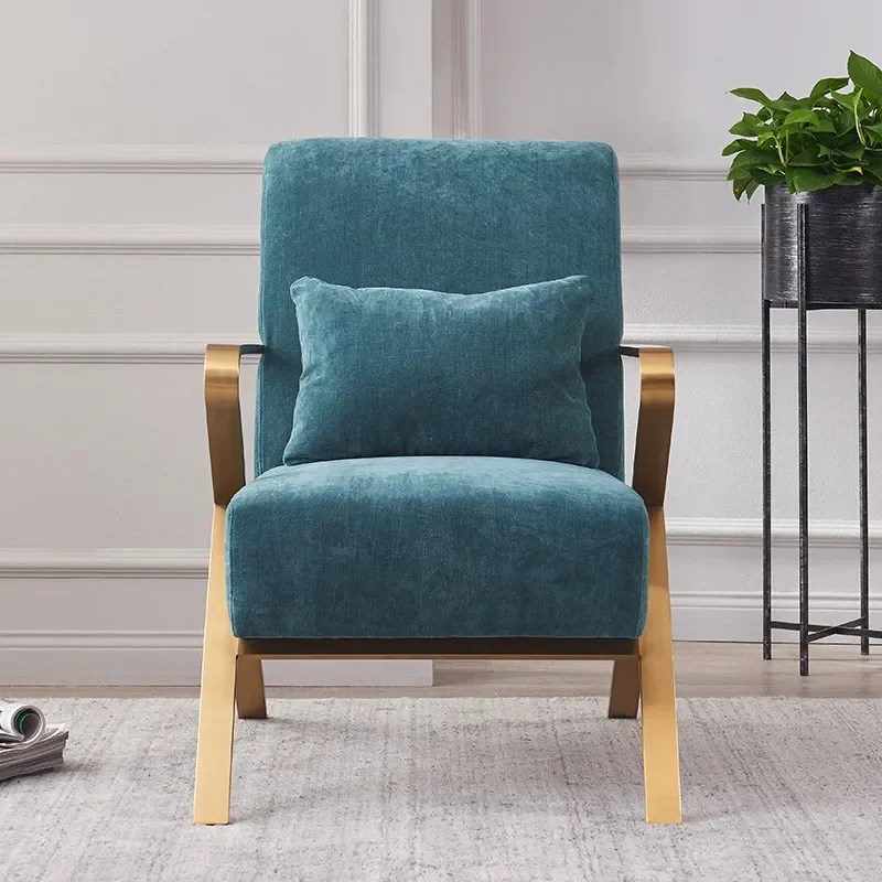 

For Luxury Stainless Steel Lounge Single Chair Velvet Feature Accent Chair for Home Hotel Living Room Bedroom