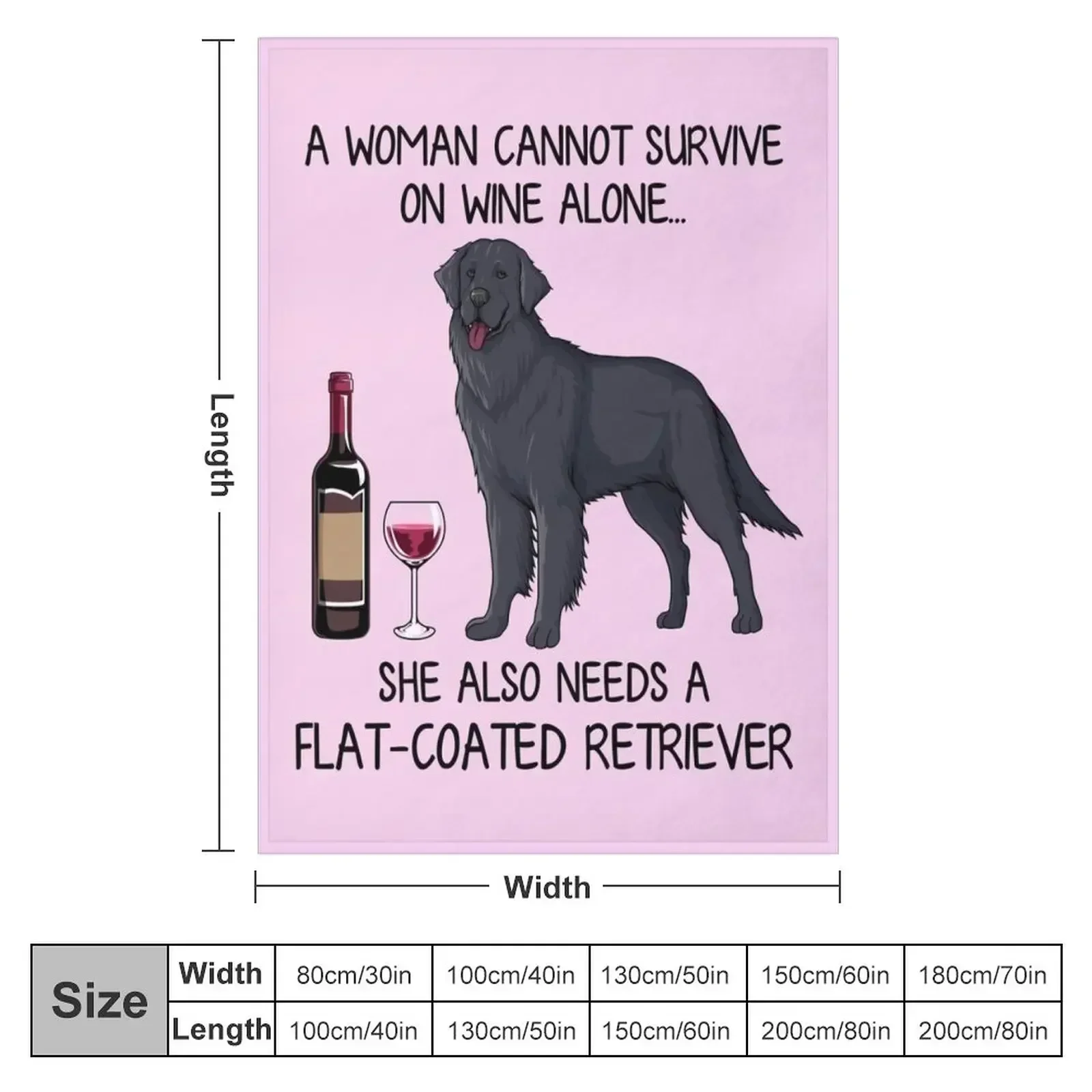 Flat-Coated Retriever and wine Funny gift for dog mom Throw Blanket Hairy Summer Warm Plaid on the sofa Blankets