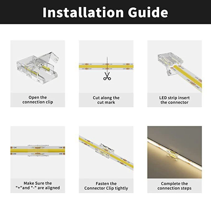 5PCS 2Pin 3Pin 4Pin COB LED Strip Connector L/T/X Shape Corner Connectors for 5mm/8mm/10mm Width PCB Single Color RGB CCT Strip