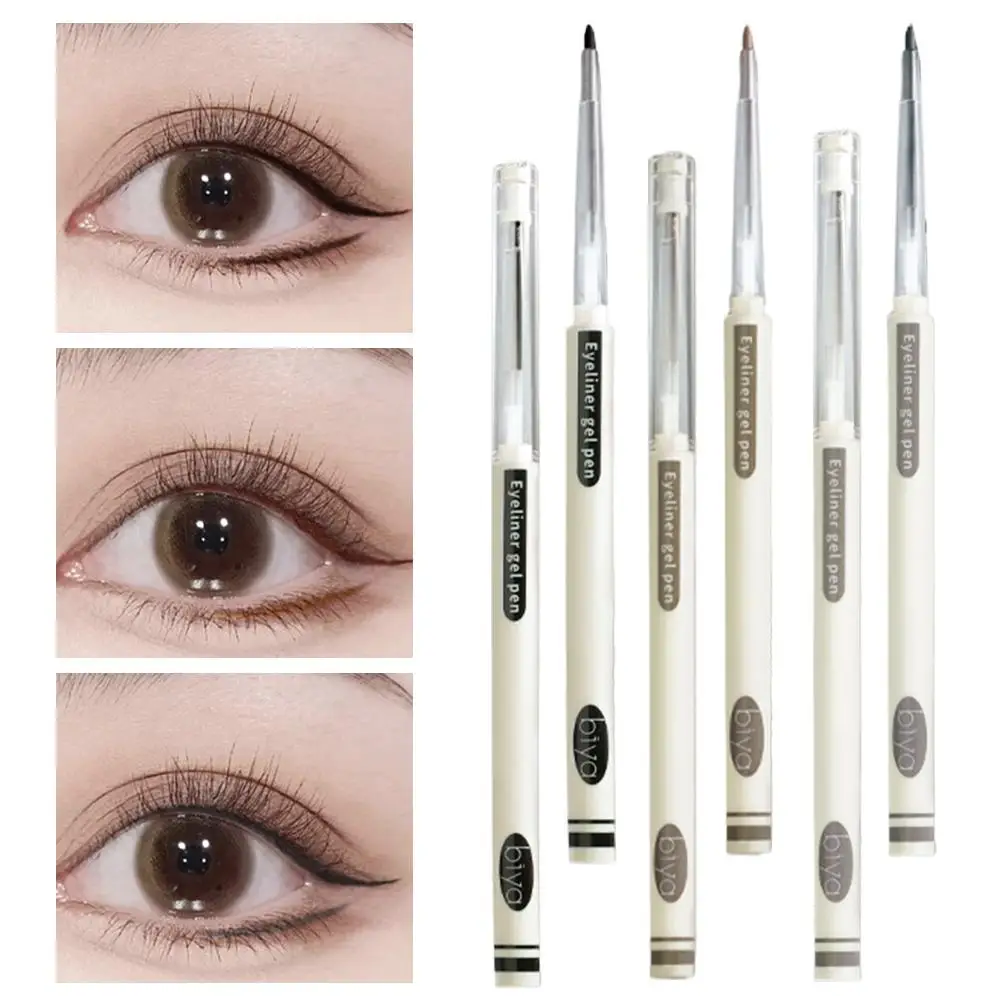 Silky Eyeliner GEL ดินสอยาวนานกันน้ําเหงื่อเรียบง่ายต่อการใช้ไม่มีรอยเปื้อนที่สมบูรณ์แบบสําหรับ Beginne I0W5
