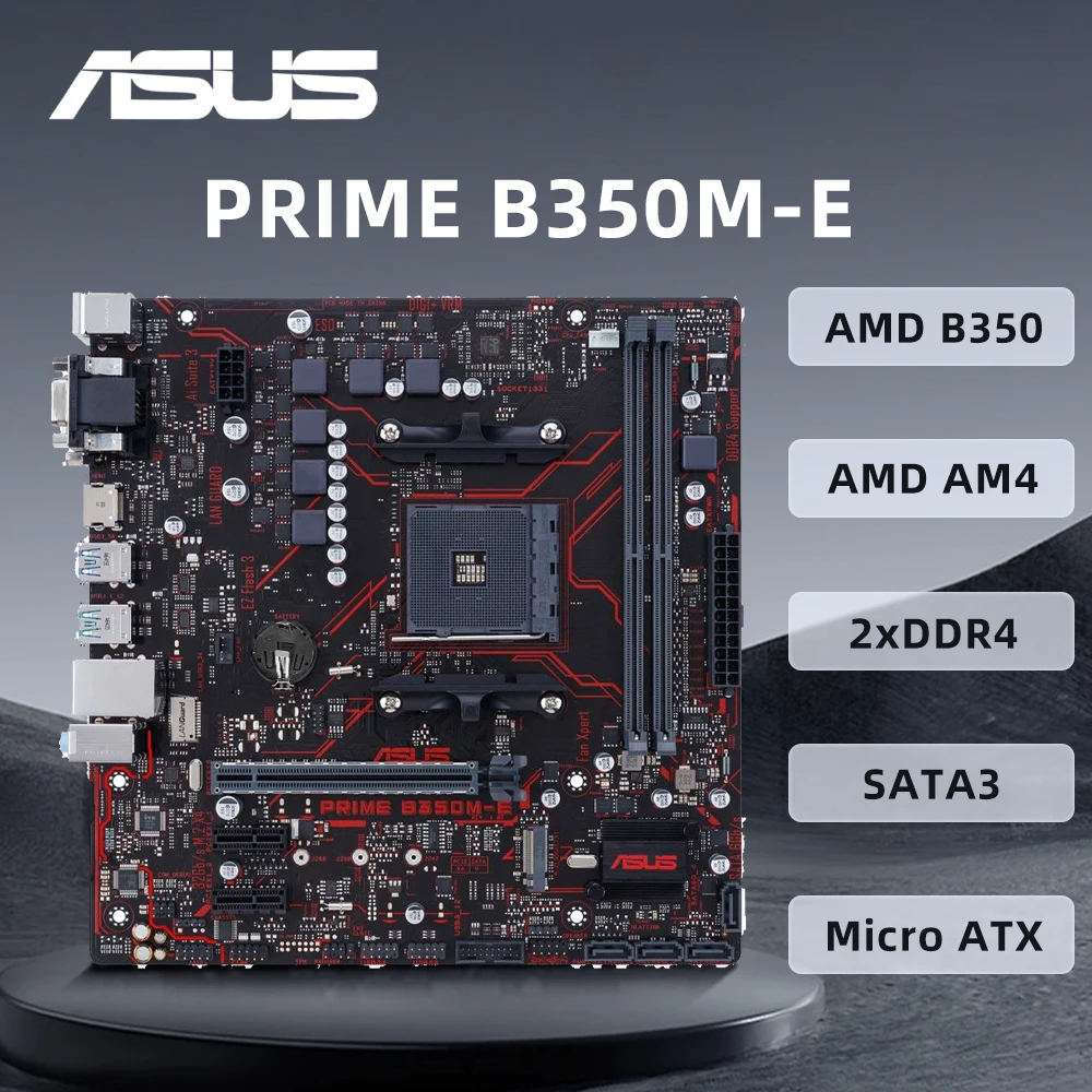 

MSI PRIME B350M-E Motherboard AMD B350 Chipset CPU Socket AM4 Support 5900X 5800X3D 5700X 3900XT CPU DDR4 3200MHz M.2 M-ATX