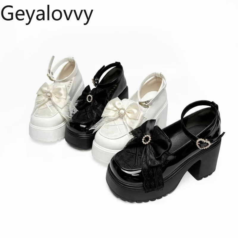 

Original Thick-Soled Lolita Shoes Style Shoes for Women Spring Autumn Bowknot Versatile High Heel Pumps Japanese Leather Loafers