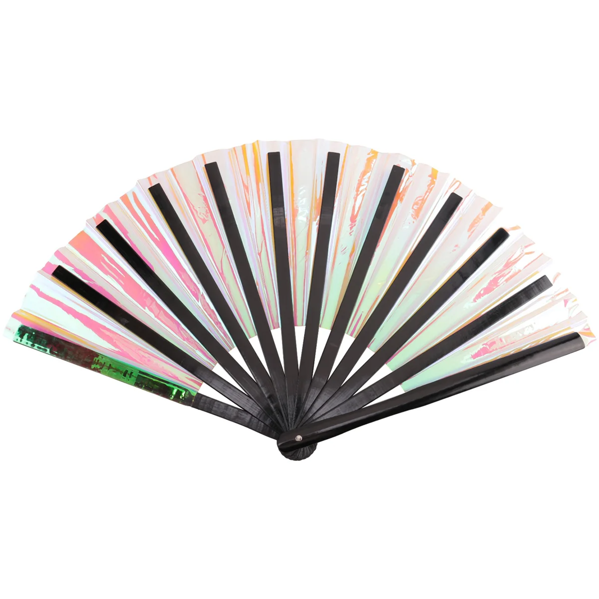 4Pcs Hand Fan Foldable Holographic Fan Bamboo Folding Hand Fan for Burlesque Music Festival Women Men Rainbow Pride