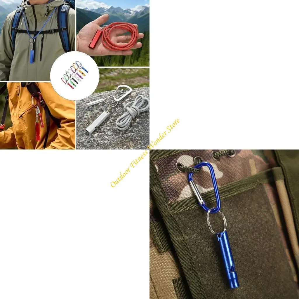 

E8BF Аварийный сигнал тревоги -свистка коррозии, сопротивляющие алюминиевые сплавы, карабиер клип для выживания в походной