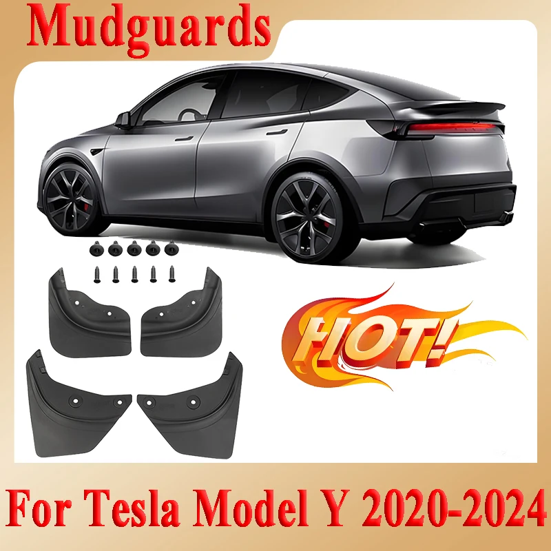 

4PCS Original Mudflaps for Tesla Model Y 2020 2021 2022 2023 2024 Soft Mudguards Splash Guards Fender No Drilling Accessories