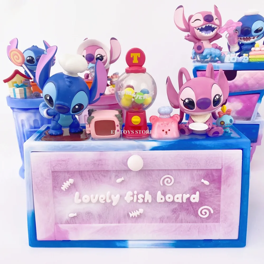 Disney Figure Stitch Playdate Series Mystery Box Cute Stitch Angel Action Figure Blind Box Collectible Model Desk Decor Toy Gift