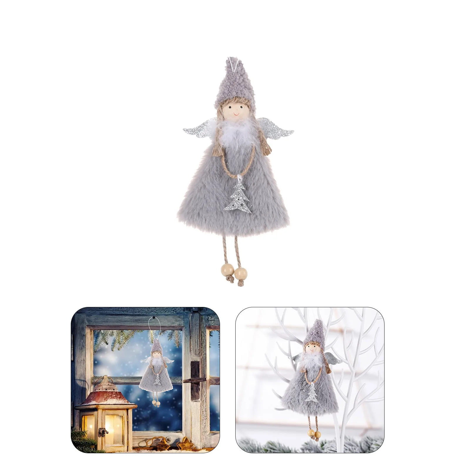 Christmas Decorations Handmade Crafts Plush Angel Girl Doll Pendant Christmas Tree Hanging Ornaments New Year 2024 Xmas Gift Toy