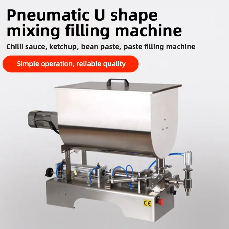 Pneumatic Mixing Chilli Honey Liquid Paste Automatic Ketchup Sauce Juice Single Head U-Type Horizontal Filling