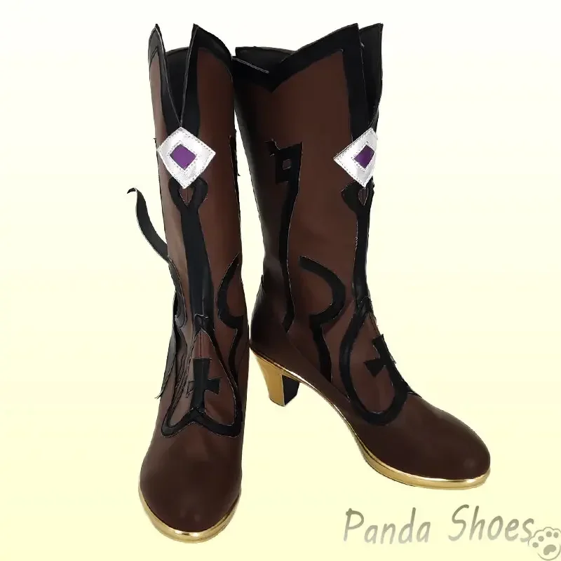 أحذية Genshinimpact Fischl التأثيرية لعبة الرسوم المتحركة الهزلية كوس أحذية طويلة أزياء Fischl التأثيرية أحذية الدعامة لحفلات الهالوين