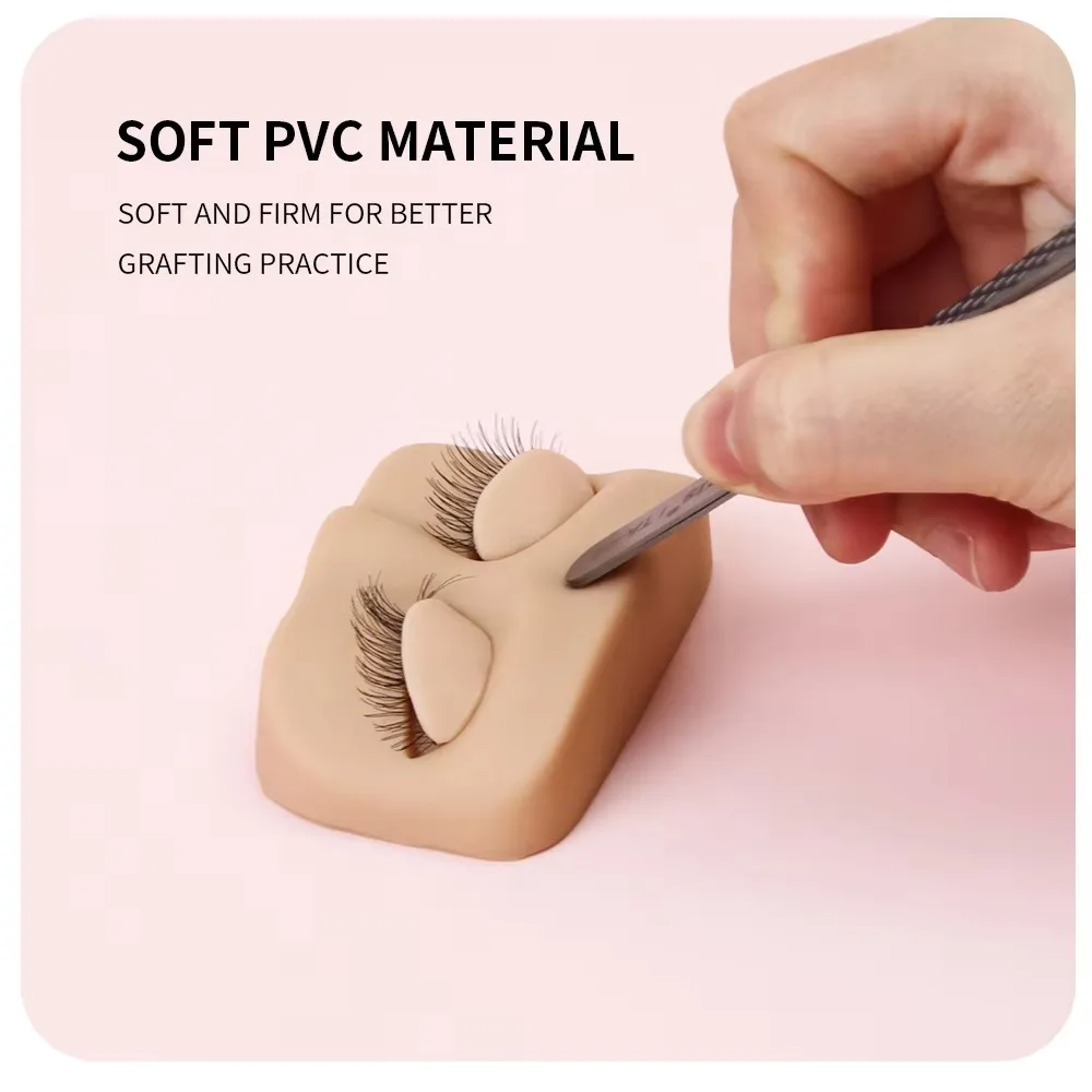 ANNAFRIS Mini Eyelash Practice Head Mannequin With Removable Replacement Eyelids Flat Portable Eyelash Extension Training Tool