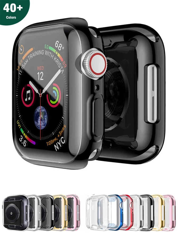 Apple Watch 케이스 시리즈 용 TPU 커버 9 8 7 6 5 4 3 SE 41mm 45mm 38-42-44-40mm Apple Watch 밴드 액세서리 용 화면 보호기