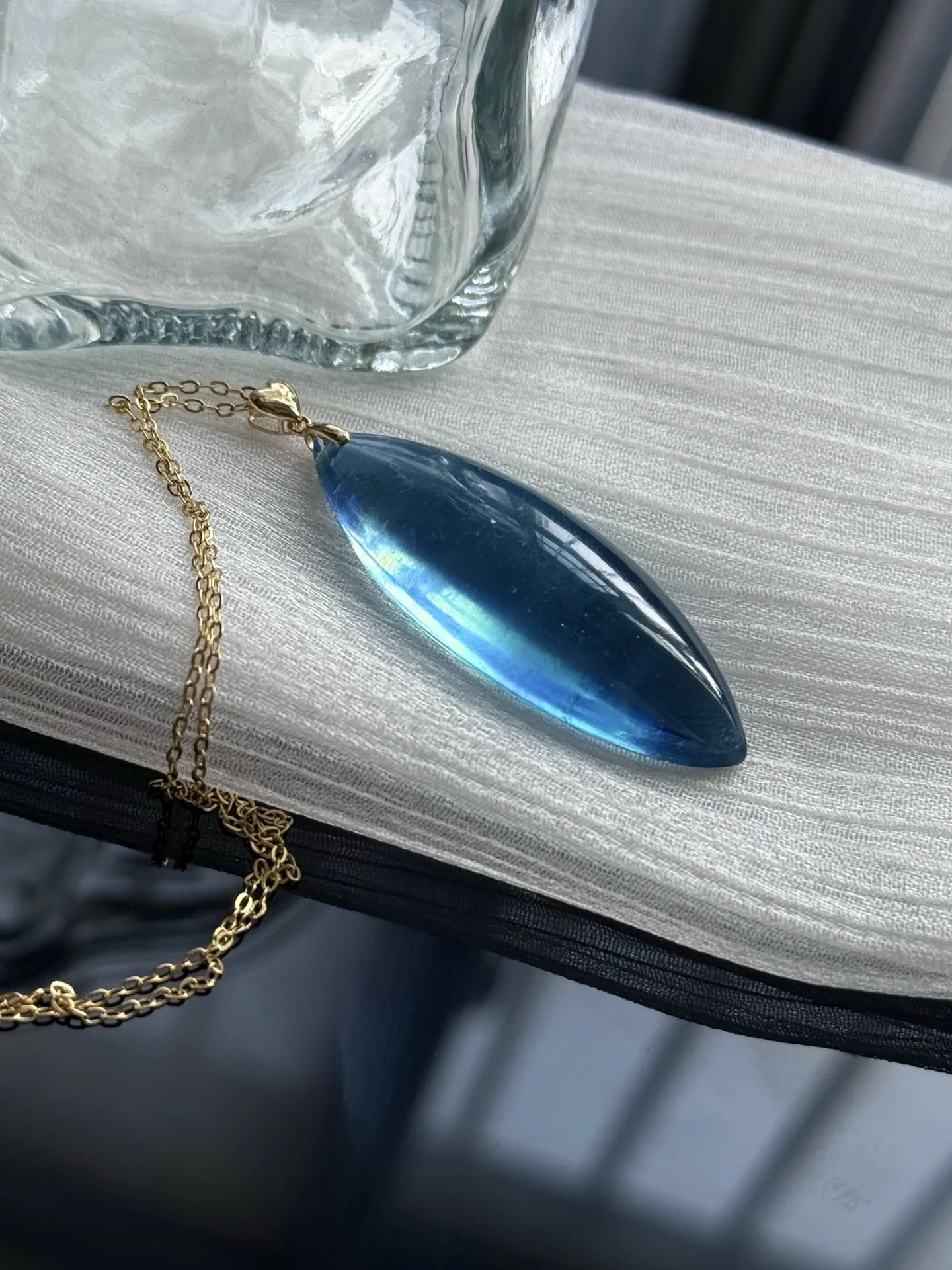 

Подвеска из натурального синего аквамарина, женская капля воды, резная бусина 42*14,8*10 мм, аквамарин, Бразилия, модные бусины, ожерелье AAAAA