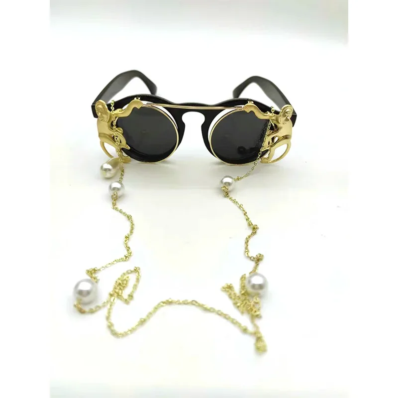 

2022 New Vintage Round Monkey Sunglasses Women Luxury Brand Design Fashion Classic Chain Eyeglasses UV400 Outdoor Oculos De Sol
