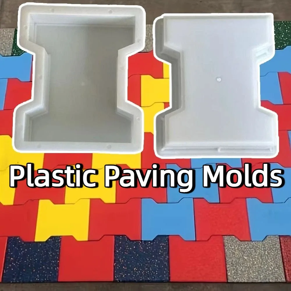 Road Makers I-shaped Plastic Paving Molds Reusable DIY Stepping Stone Mold White Durable Concrete Pavement Mold Walkway Path
