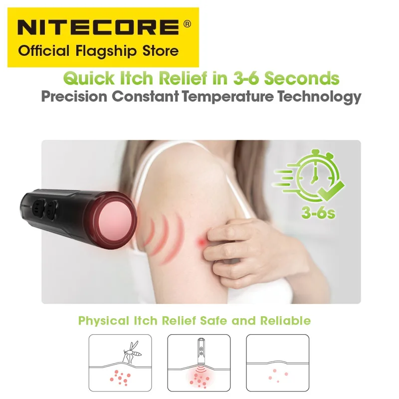 NITECORE guérisseur de morsure 10 soulagement instantané Portable des piqûres de moustique démangeaisons 12g USB-C pour Camping Trekking marche dans le chien maison