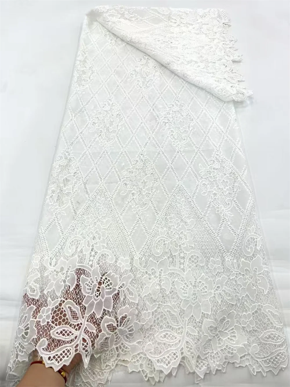 White african chiffon lace fabric high quality cotton swiss voile lace embroidery nigerian popular bubai for party dress