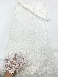 Tissu africain en dentelle de mousseline de soie, coton de haute qualité, dentelle suisse, nigWin d'aviation, bubai populaire pour robe de soirée, blanc