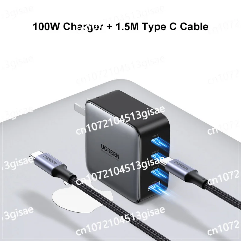 UGREEN 100W Fast Charging  USB C Charger Nexode 4 Port GaN Foldable Wall Charger Power Adapter with Cable for MacBook Pro Air