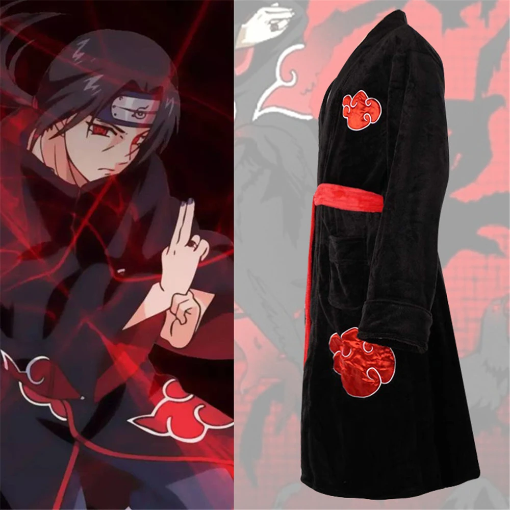 NARUTO Akatsuki Uchiha Itachi Cosplay Costume Kigurumi Adult Unisex Pajamas Jumpsuit Sleepwear Onesies Bathrobe Nightgown Robe