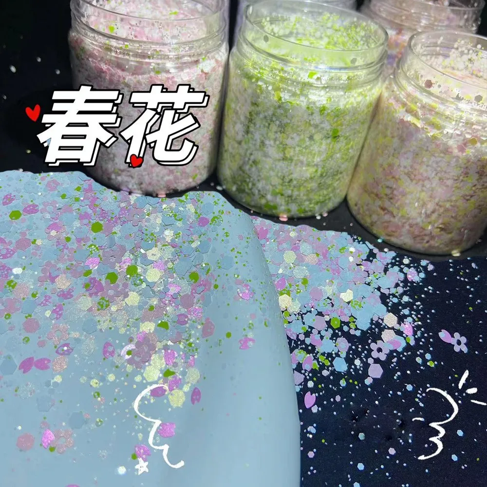 10g/Bag Nail Chunky Glitter Sequin Mixed Resistant Matte Cosmetic Flakes Flower/Star/Hexagon Glitter Craft Nail Art Decoration #