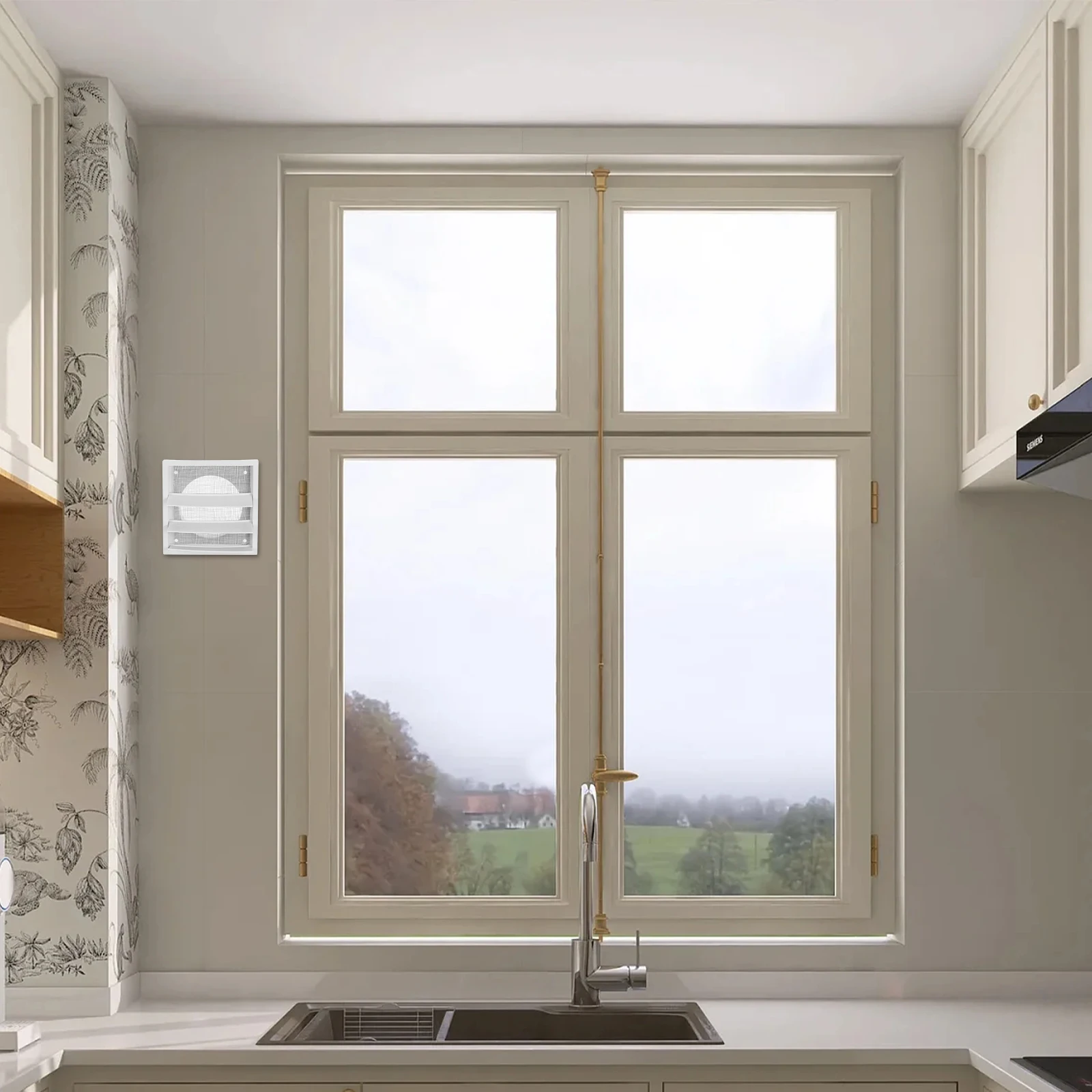 غطاء مصبغة مربع من البلاستيك الأبيض لمجفف فتحات الجدار الخارجي وعادم الحمام والتهوية الخارجية والرياح المطرية #3