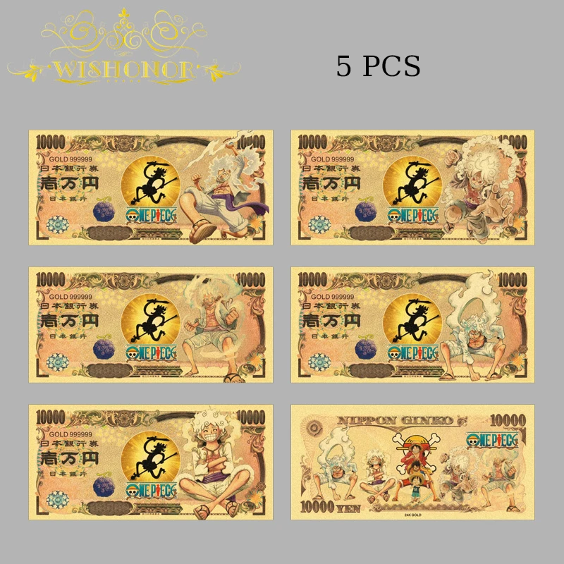 بانداي 48 أنواع 2025 الأوراق النقدية الجديدة قطعة واحدة أنيمي الذهب الأوراق النقدية في مطلية بالذهب عيار 24 قيراط للتجميع