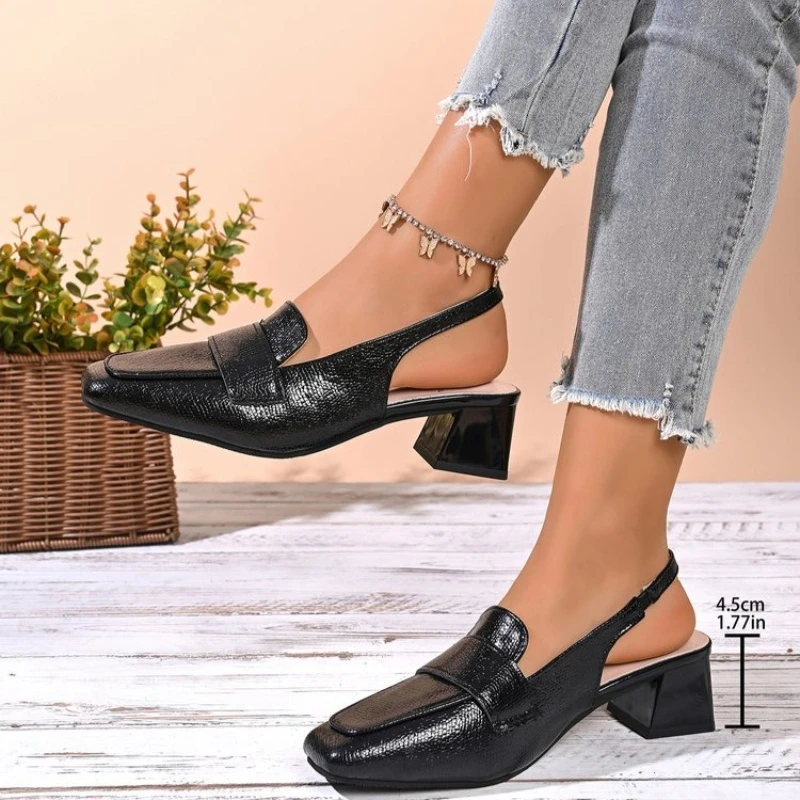 pumps slingback heel shoes women chunky heel fashion shoes footwear work party wedding women pumps view 6