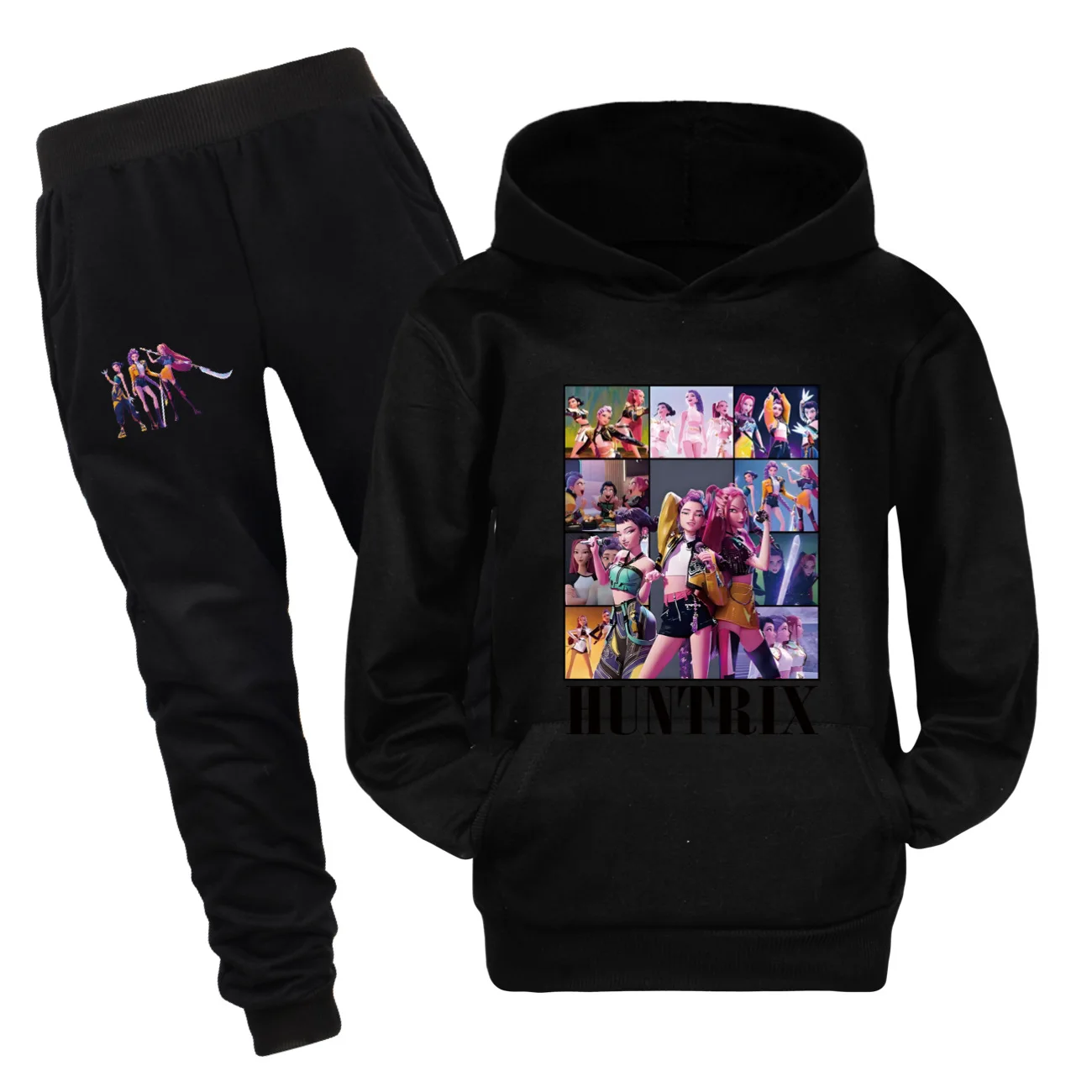 

KPop Demon Hunters Girl's Clothing Set Spring Fashion Pocket Hoodies Sweatshirt Hood T-Shirt Suit Child Toddler Teen Clothes