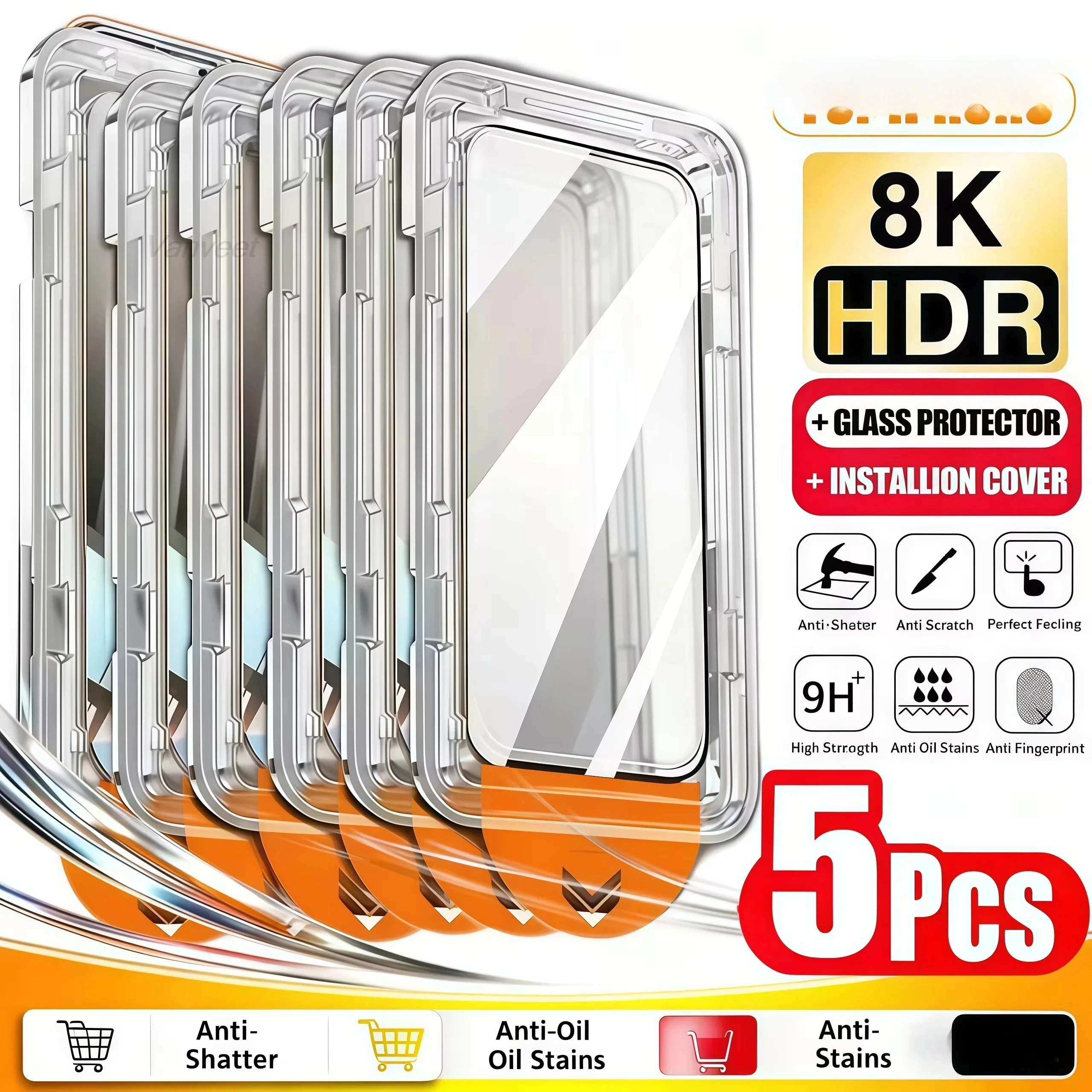 

1-5PCS Dust Free Screen Protector For Samsung S25 Ultra S24 Ultra S23 FE S25 S24 Plus A73 5G S22 S20FE A72 Tempretor Glass Clear