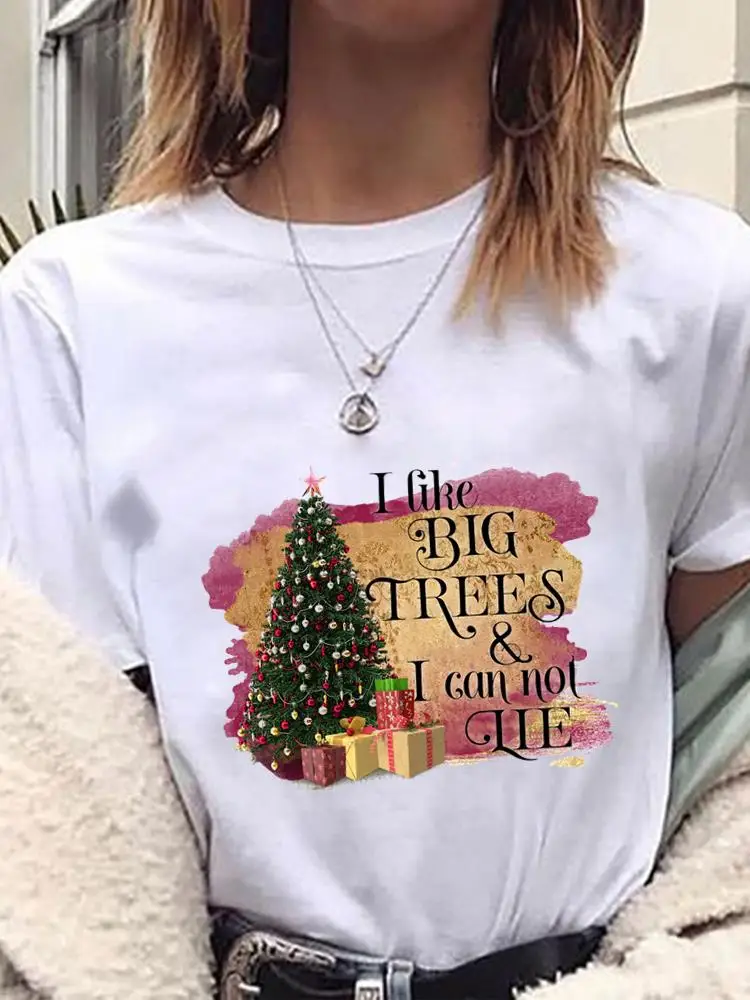 

Gift Tree Lovely 90s Trend New Year Female Clothes Fashion Christmas Tee T Shirt Clothing Women Top Printed Graphic T-shirts